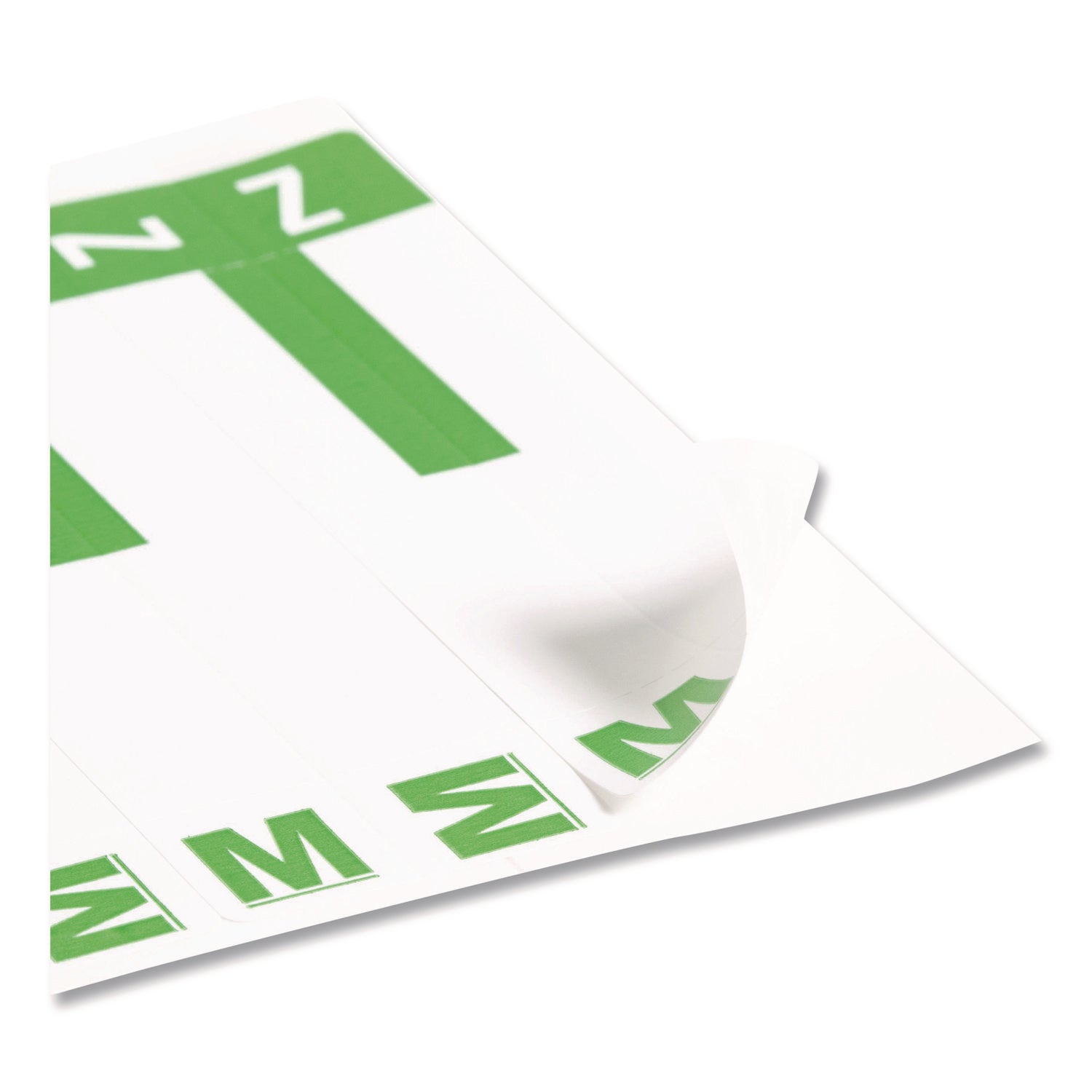 AlphaZ Color-Coded First Letter Combo Alpha Labels, M/Z, 1.16 x 3.63, Light Green/White, 5/Sheet, 20 Sheets/Pack