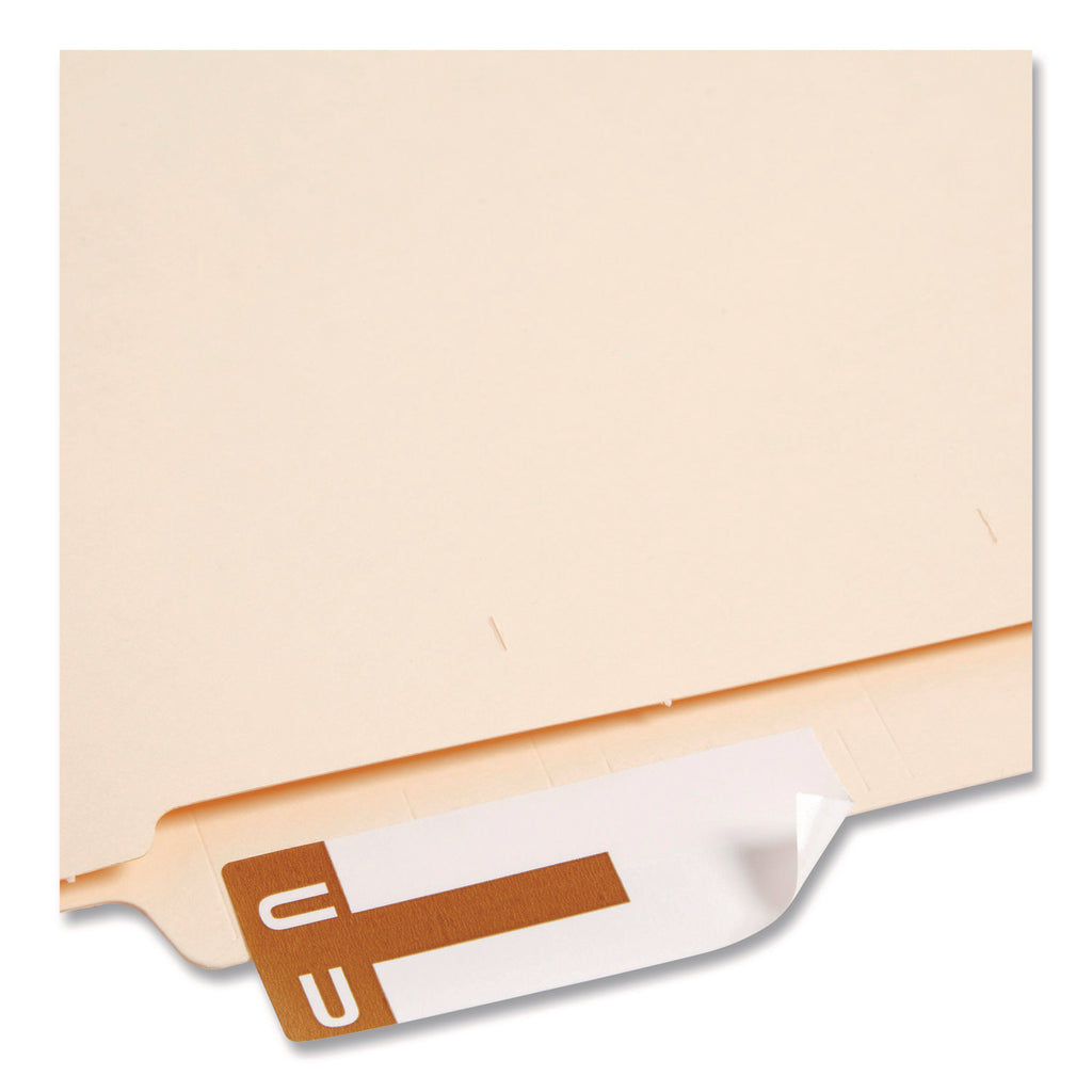 AlphaZ Color-Coded First Letter Combo Alpha Labels, H/U, 1.16 x 3.63, Dark Brown/White, 5/Sheet, 20 Sheets/Pack
