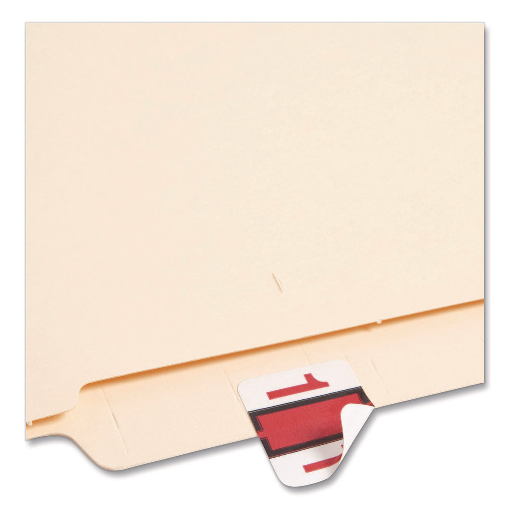 Numerical End Tab File Folder Labels, 1, 1 x 1.25, White, 500/Roll