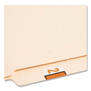 Numerical End Tab File Folder Labels, 2, 1 x 1.25, White, 500/Roll