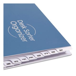 Deluxe Expandable Indexed Desk File/Sorter, Reinforced Tabs, 20 Dividers, Alpha Index, Letter Size, Dark Blue Cover