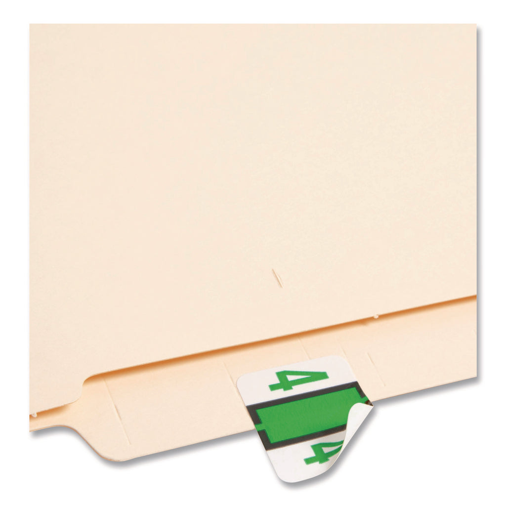 Numerical End Tab File Folder Labels, 4, 1 x 1.25, White, 500/Roll