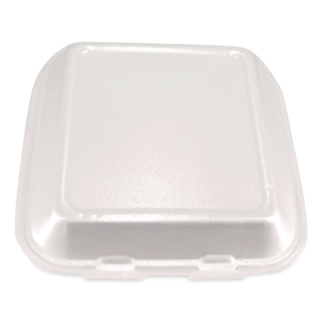 Hinged Food Container, Three-Compartment, 7 X 7, White, 200/carton