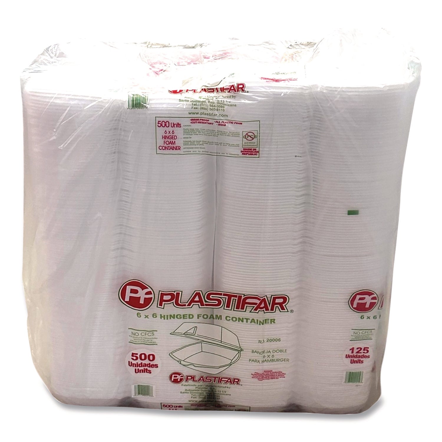 Sndwch Foam H/L 1Comp Sm 6X6 Whi Poly Wrpd 500