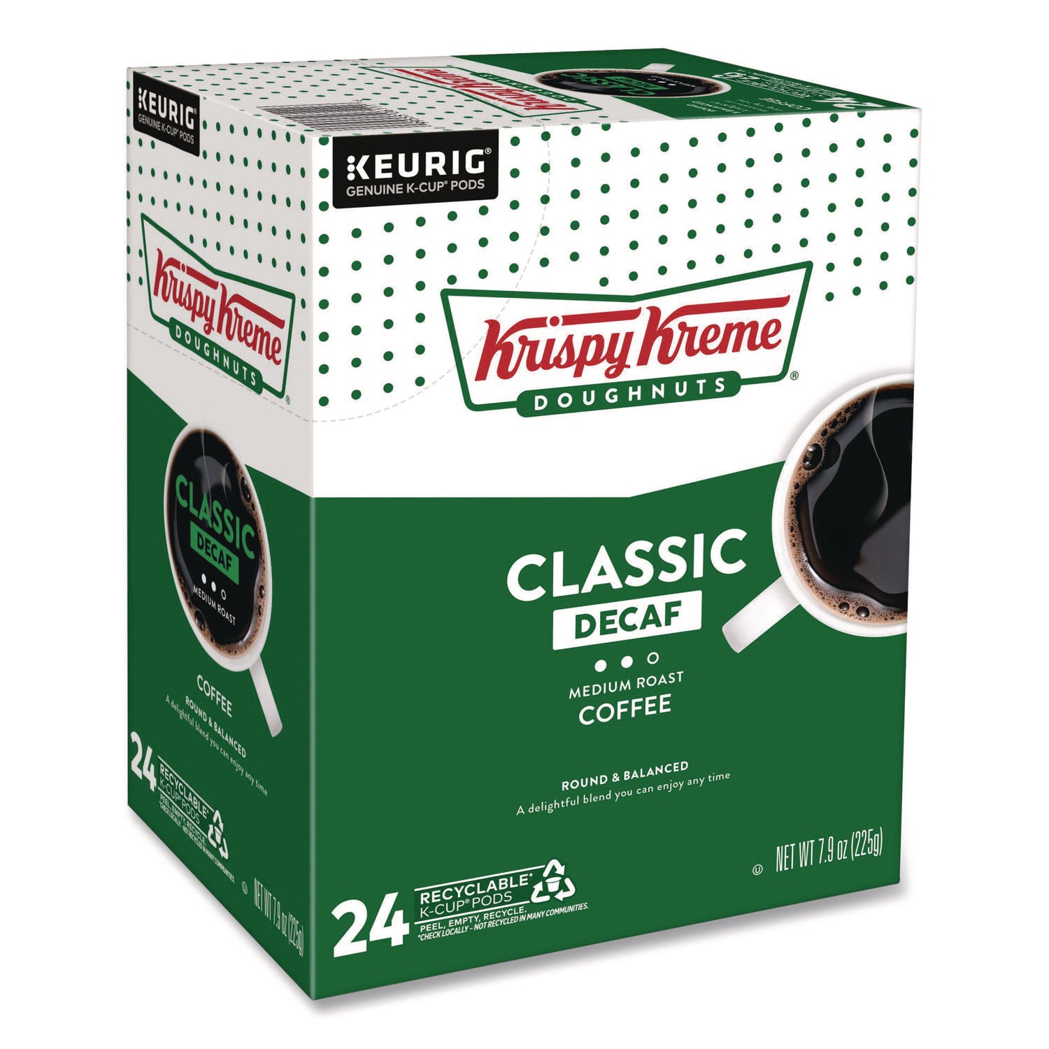Classic Decaf Coffee K-Cups, Medium Roast, 24/Box
