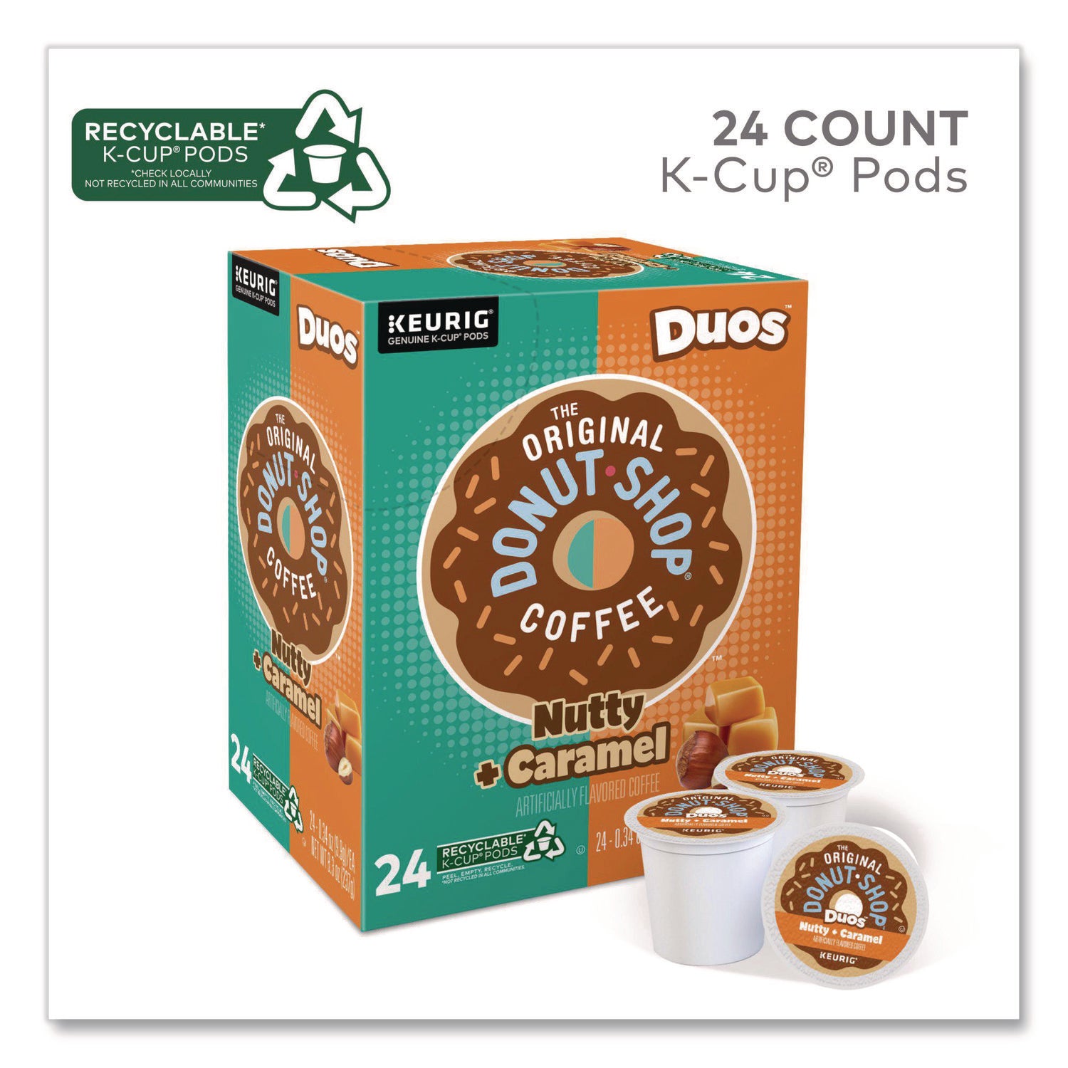 Nutty Plus Caramel K-Cup, 0.34 oz, 24/Box