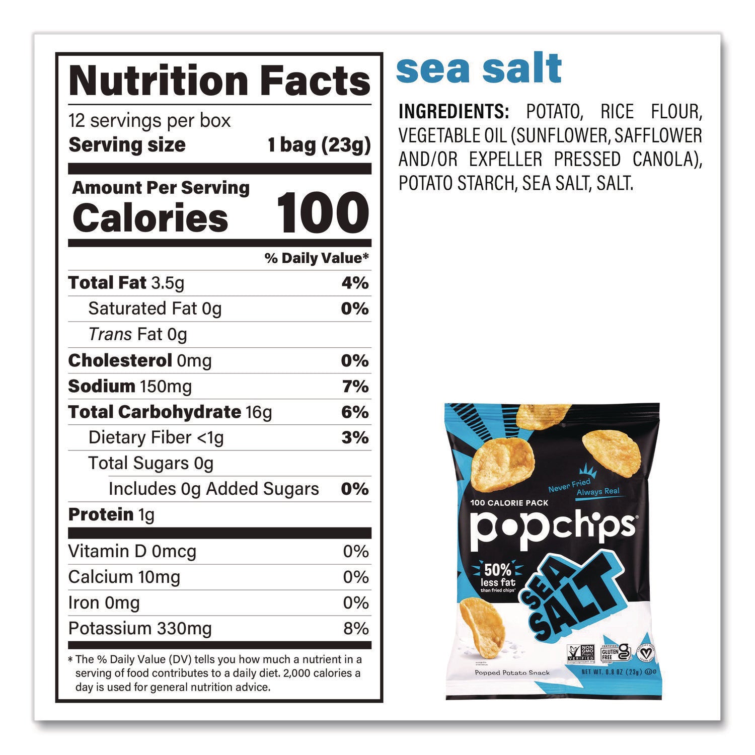 Potato Chips, Variety Pack, Barbeque, Sea Salt, Sour Cream and Onion, 0.8 oz Bag, 30/Pack, Ships in 1-3 Business Days