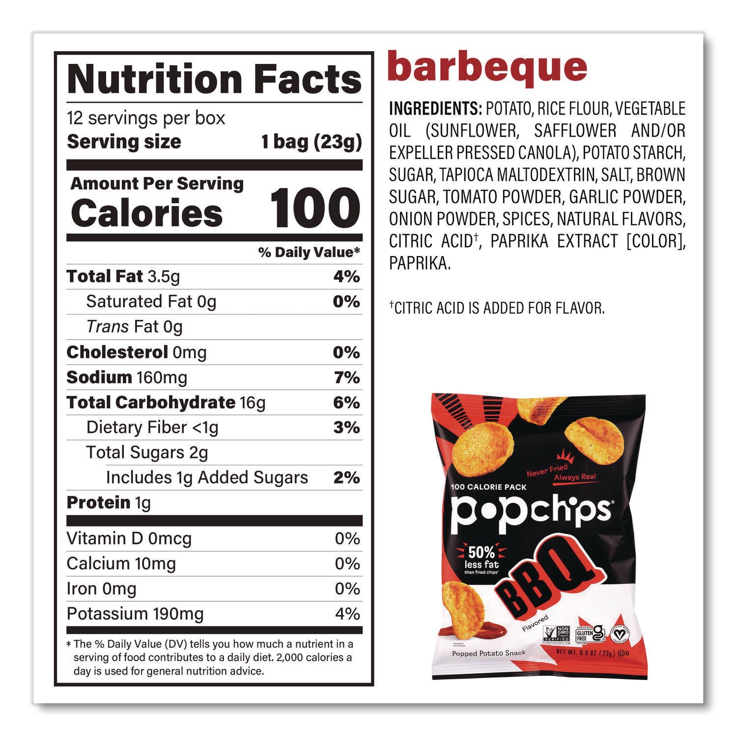 Potato Chips, Variety Pack, Barbeque, Sea Salt, Sour Cream and Onion, 0.8 oz Bag, 30/Pack, Ships in 1-3 Business Days