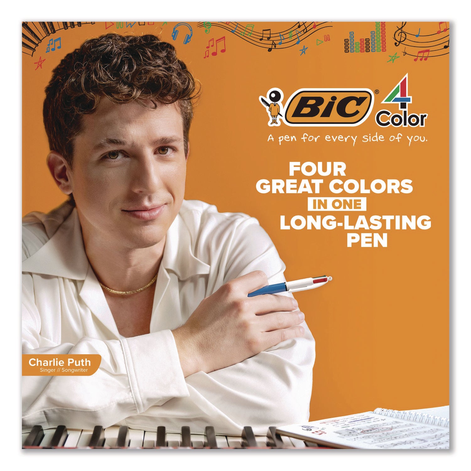 4-Color Multi-Function Ballpoint Pen, Retractable, Medium 1 mm, Black/Blue/Green/Red Ink, Randomly Assorted Barrel Colors