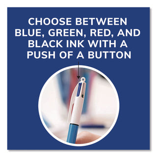 4-Color Multi-Function Ballpoint Pen, Retractable, Medium 1 mm, Black/Blue/Green/Red Ink, Randomly Assorted Barrel Colors