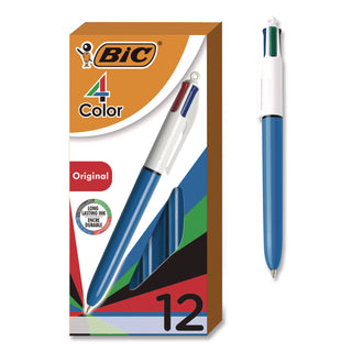 4-Color Multi-Function Ballpoint Pen, Retractable, Medium 1 mm, Black/Blue/Green/Red Ink, Randomly Assorted Barrel Colors
