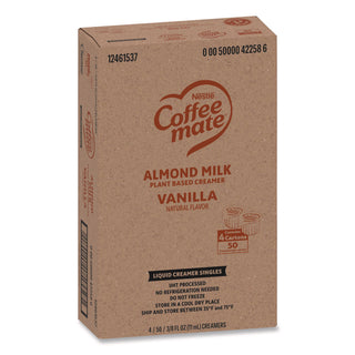 Plant-Based Almond Milk Non-Dairy Liquid Creamer Singles, Natural Vanilla, 0.38 oz Tubs, 200/Carton
