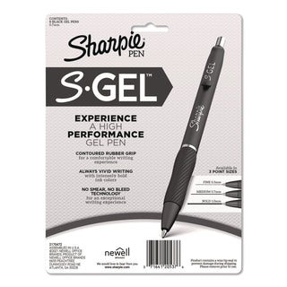 Sharpie S-Gel Pens - Medium Pen Point - 0.7 mm Pen Point Size - Black Gel-based Ink - White Metal Barrel - 8 / Pack