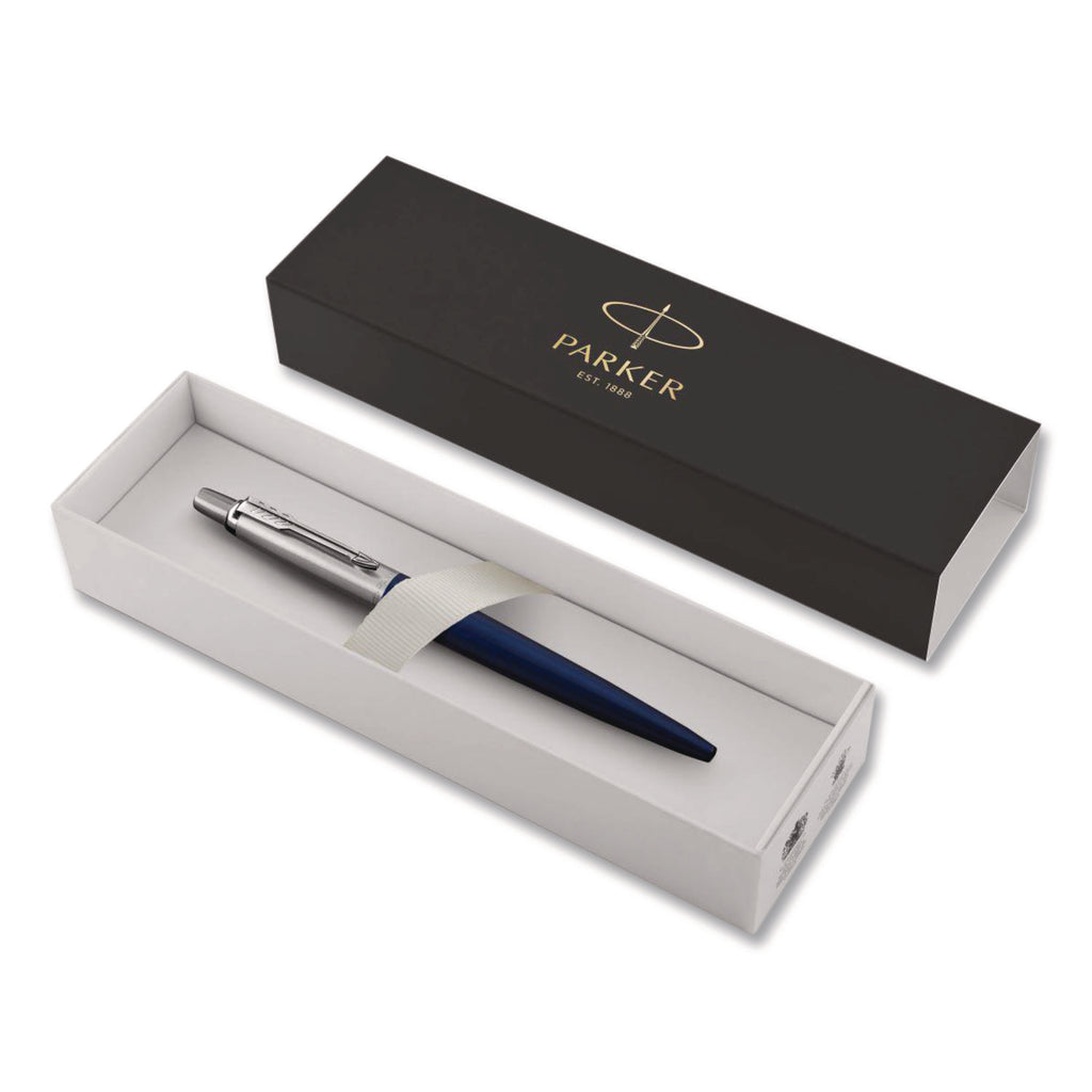 Jotter Ballpoint Pen, Retractable, Medium 1 mm, Blue Ink, Royal Blue/Chrome Barrel