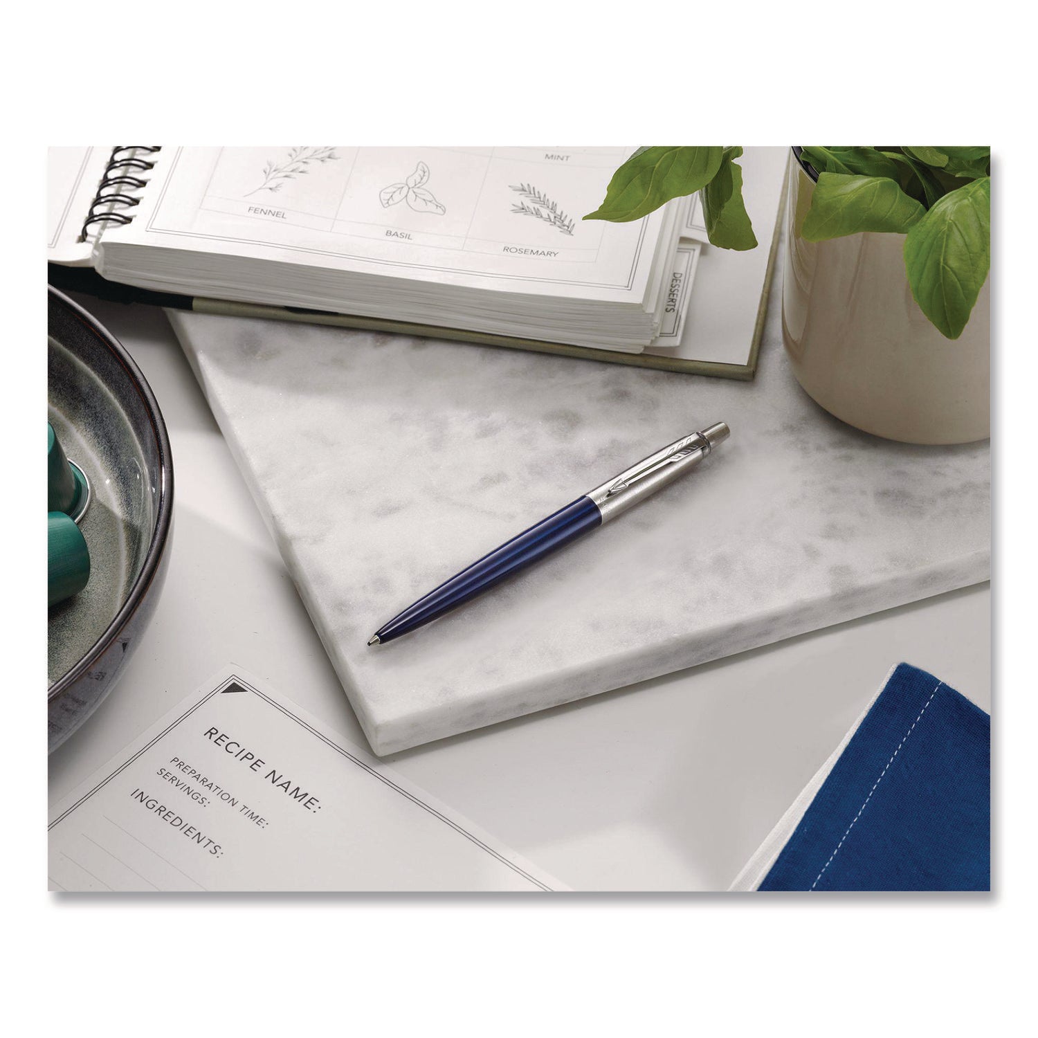 Jotter Ballpoint Pen, Retractable, Medium 1 mm, Blue Ink, Royal Blue/Chrome Barrel