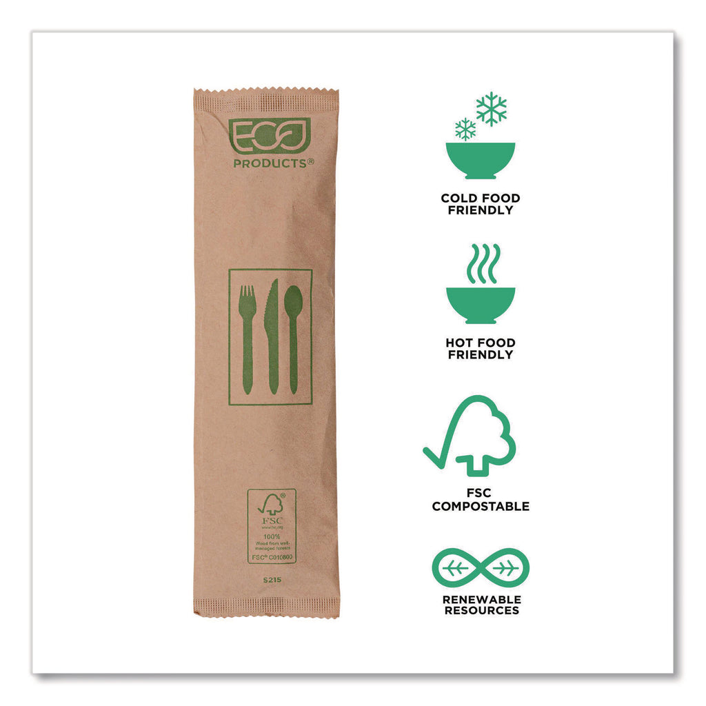 Wood Cutlery, Fork/Knife/Spoon/Napkin, Natural, 500/Carton