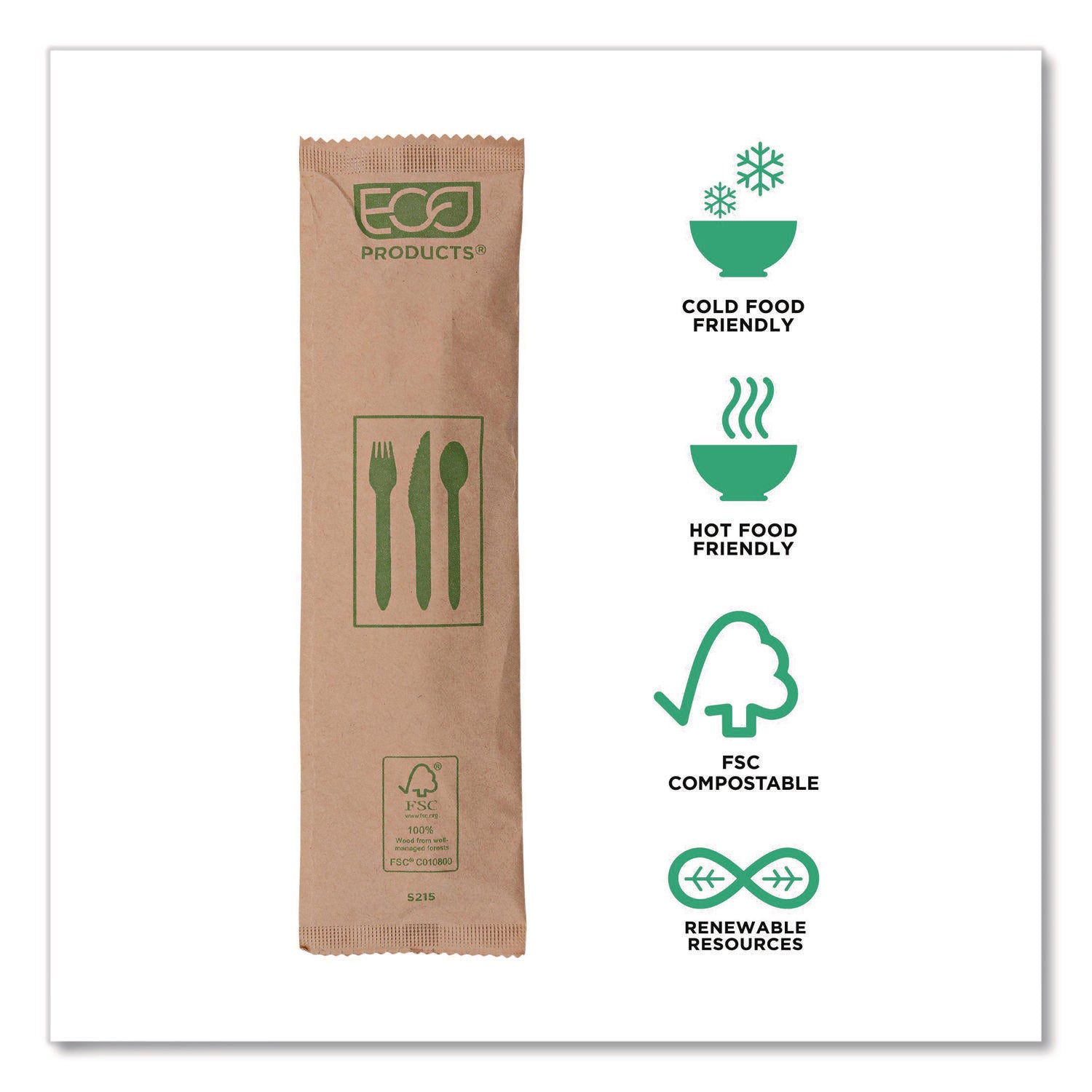 Wood Cutlery, Fork/Knife/Spoon/Napkin, Natural, 500/Carton