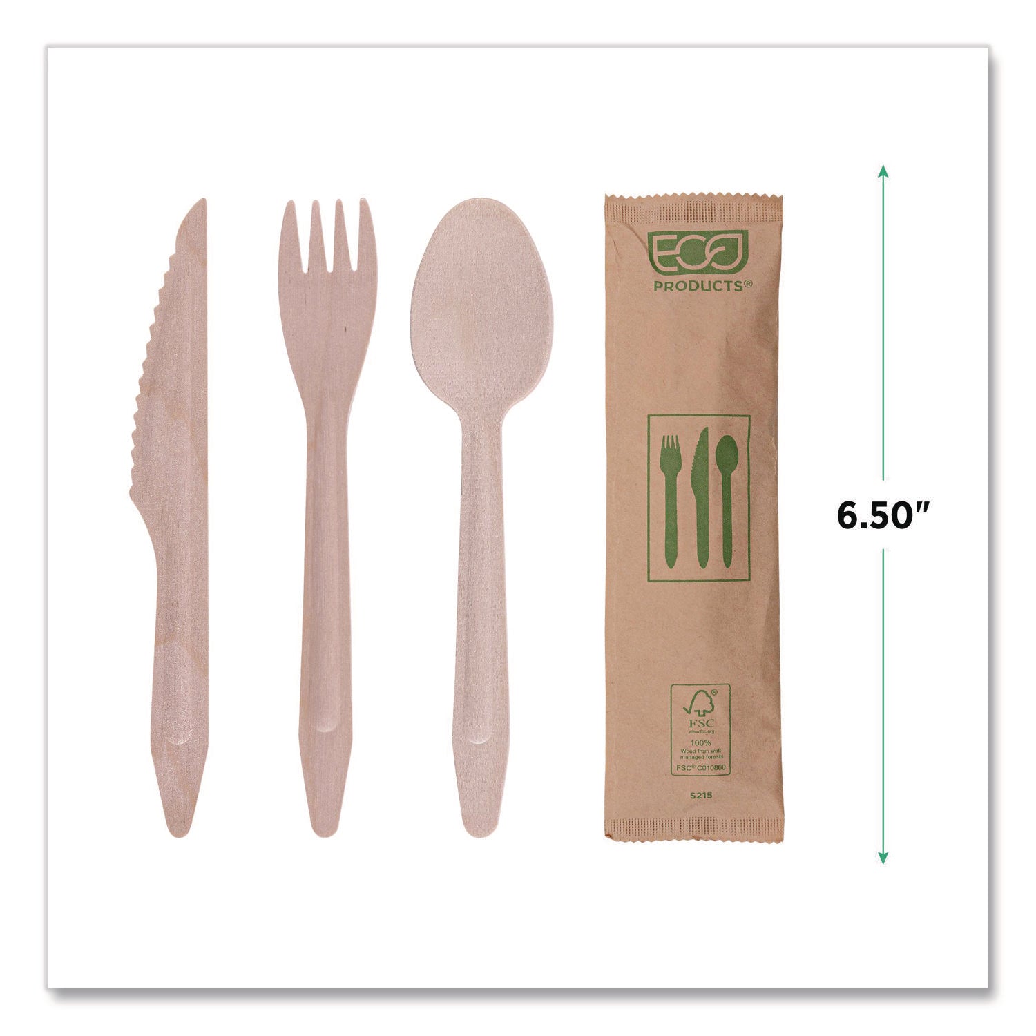 Wood Cutlery, Fork/Knife/Spoon/Napkin, Natural, 500/Carton