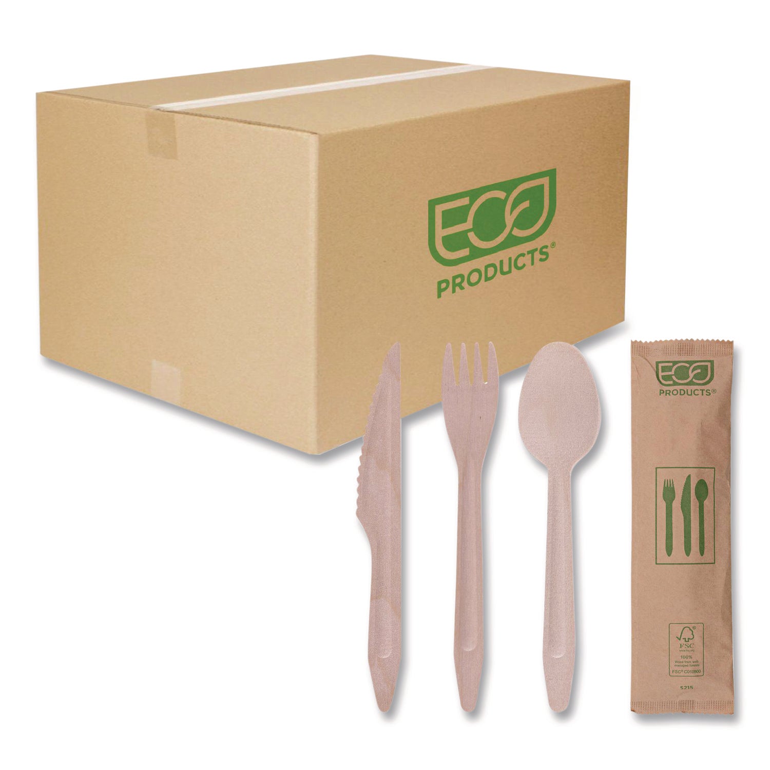Wood Cutlery, Fork/Knife/Spoon/Napkin, Natural, 500/Carton