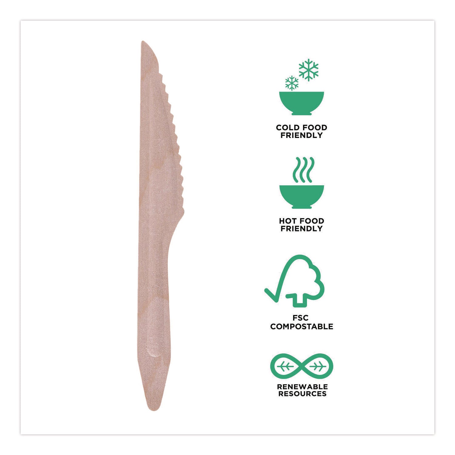 Wood Cutlery, Knife, Natural, 500/Carton