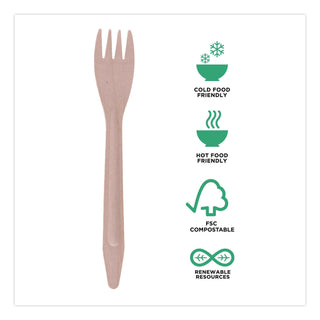 Wood Cutlery, Fork, Natural, 500/Carton