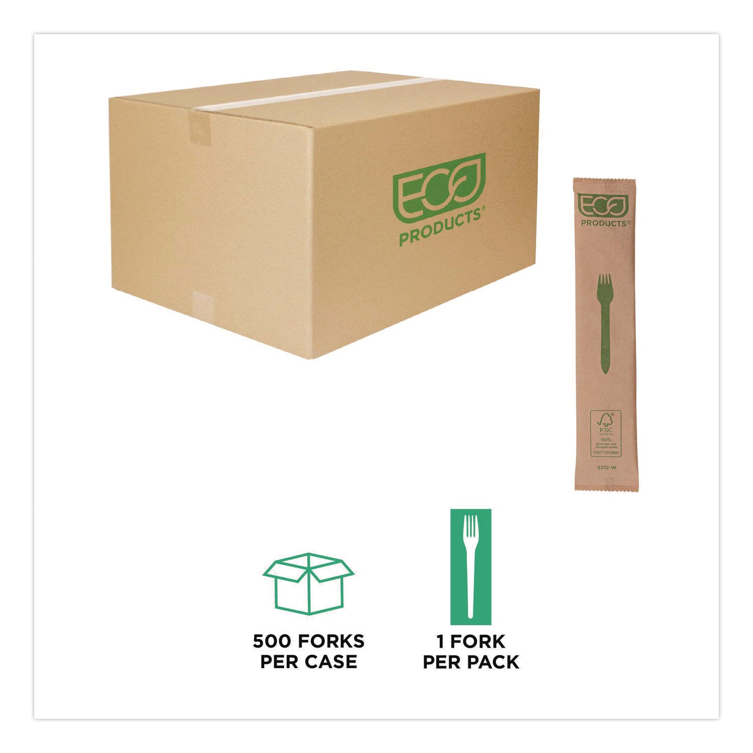 Wood Cutlery, Fork, Natural, 500/Carton