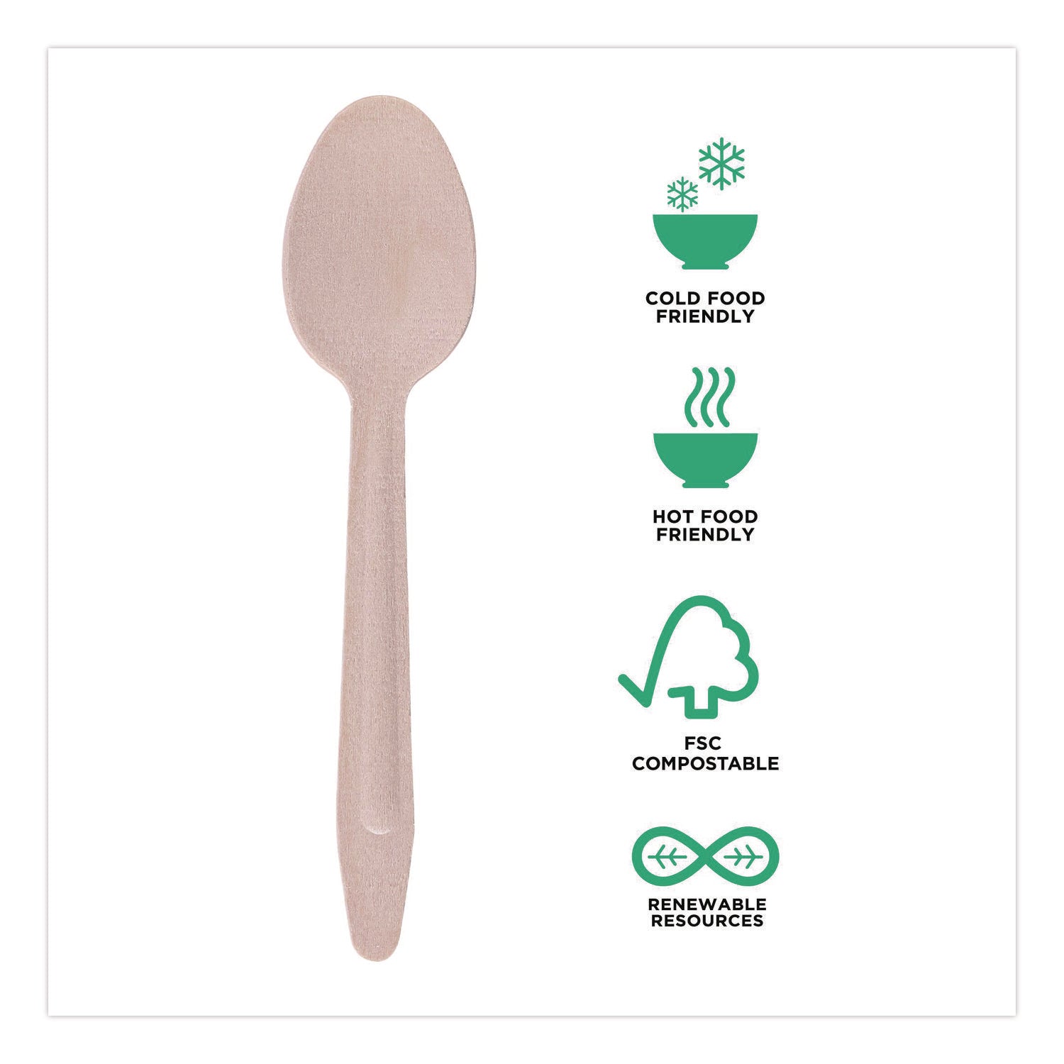 Wood Cutlery, Spoon, Natural, 500/Carton