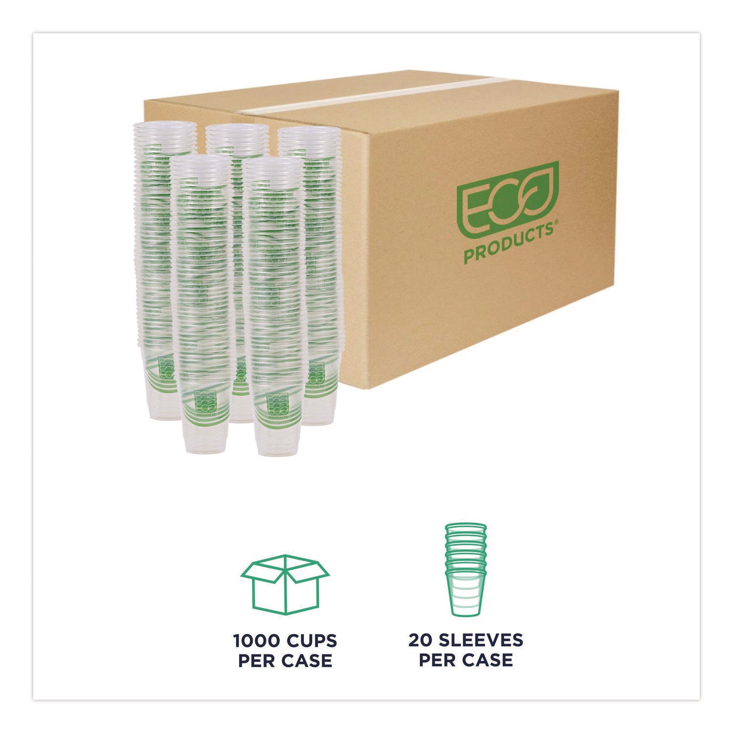 GreenStripe Renewable and Compostable Cold Cups, 9 oz, Clear, 50/Pack, 20 Packs/Carton