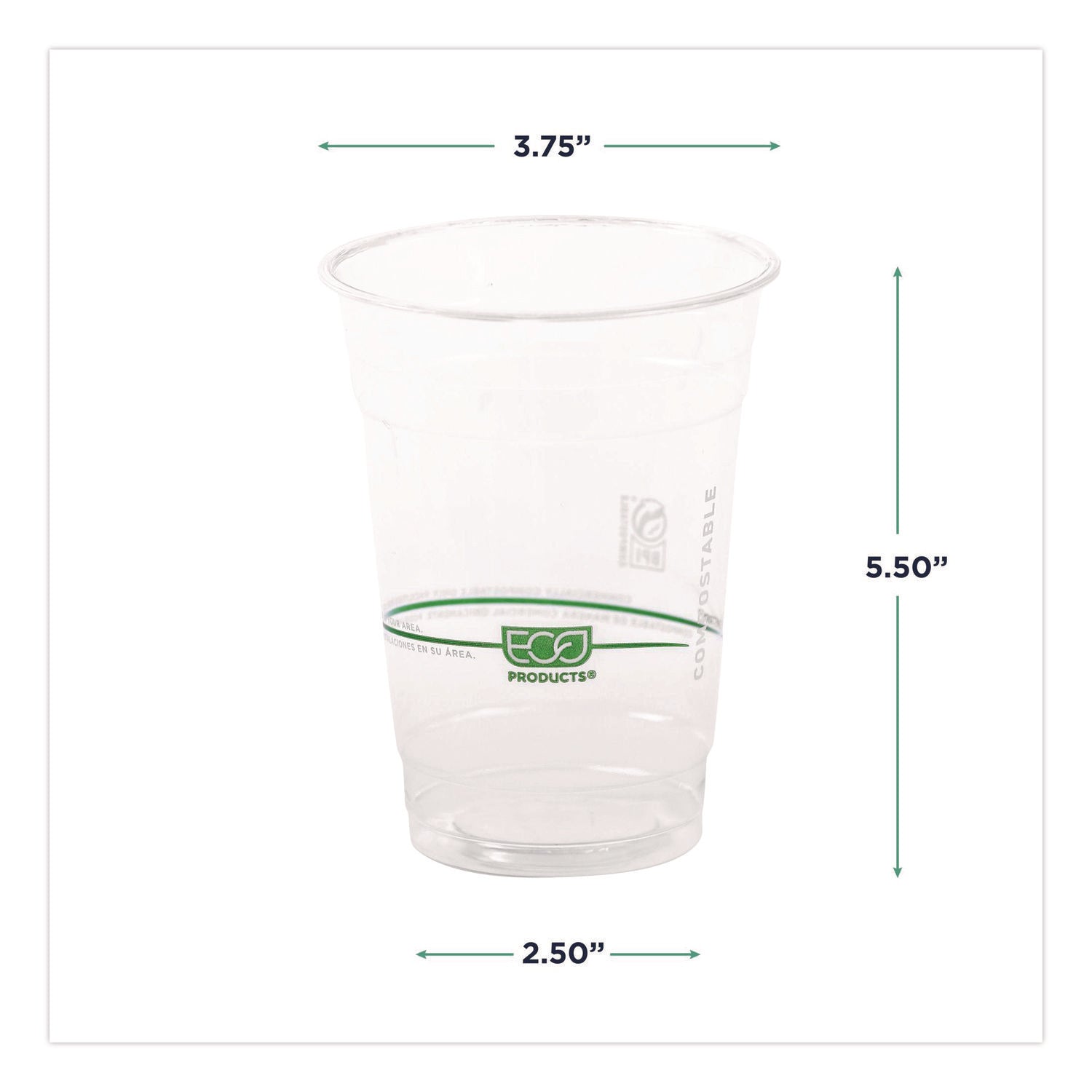 GreenStripe Renewable and Compostable Cold Cups Convenience Pack, Clear, 16 oz, 50/Pack