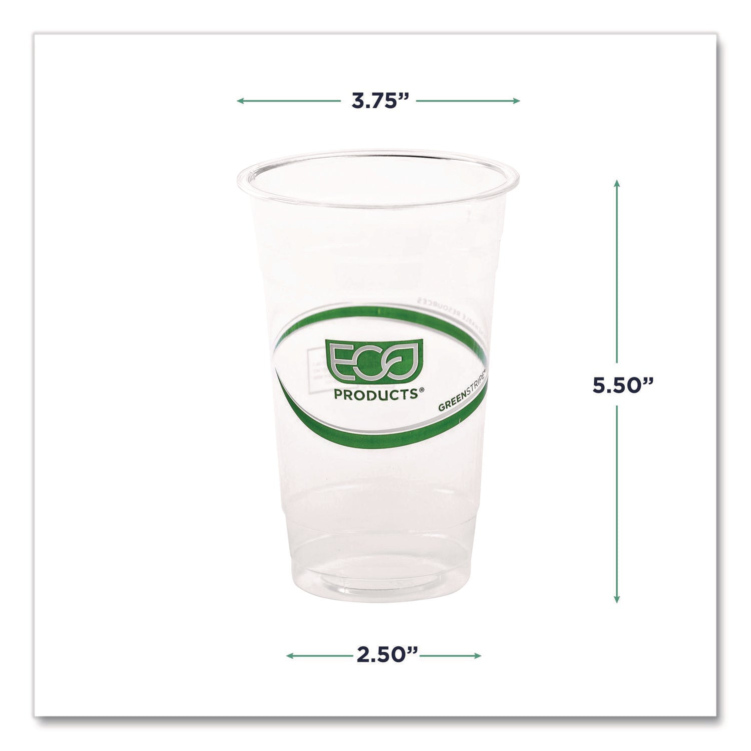 GreenStripe Renewable and Compostable Cold Cups, 20 oz, Clear, 50/Pack, 20 Packs/Carton