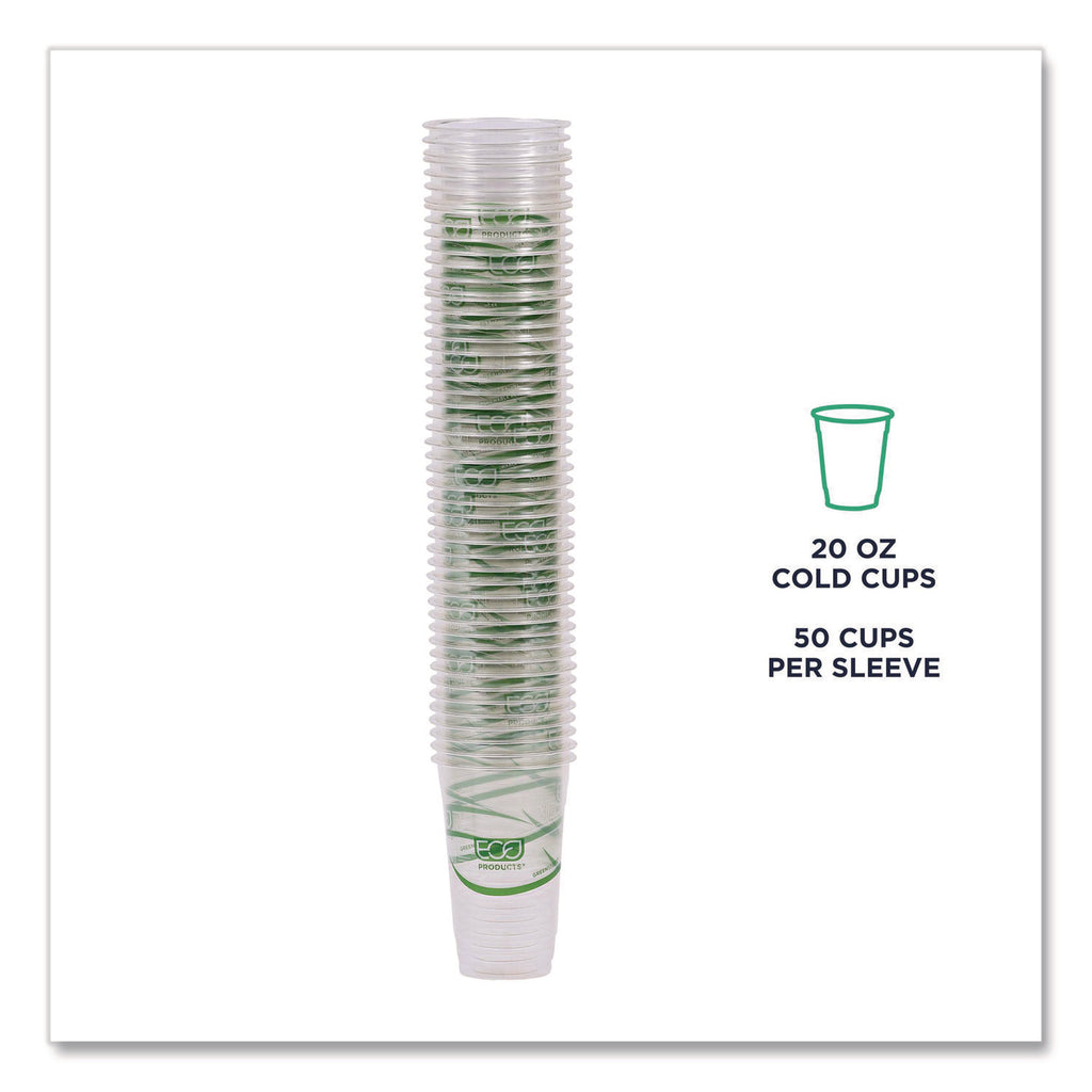 GreenStripe Renewable and Compostable Cold Cups, 20 oz, Clear, 50/Pack, 20 Packs/Carton