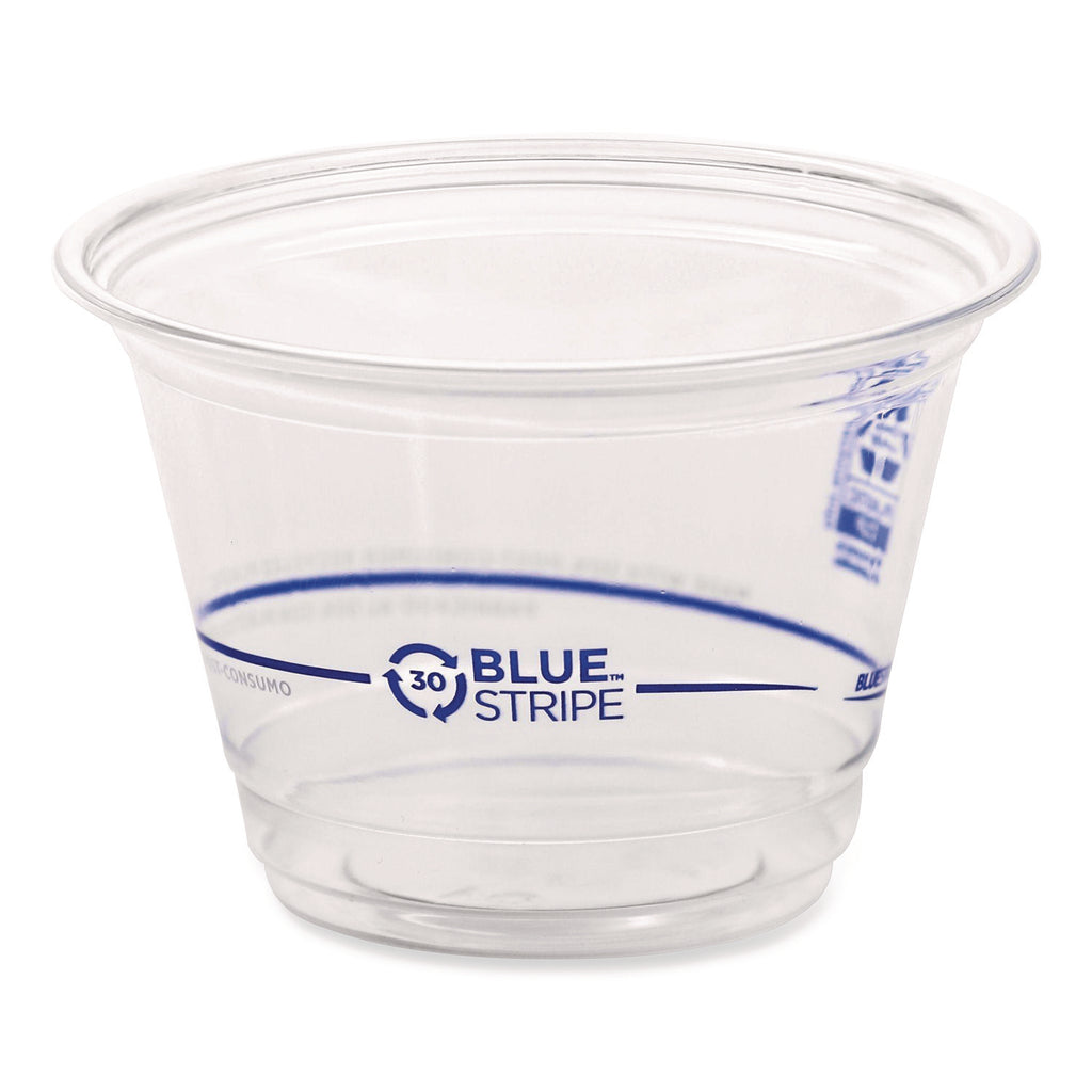 BlueStripe 25% Recycled Content Cold Cups, 9 oz, Clear/Blue, 50/Pack, 20 Packs/Carton
