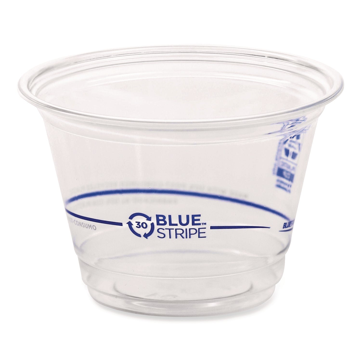 BlueStripe 25% Recycled Content Cold Cups, 9 oz, Clear/Blue, 50/Pack, 20 Packs/Carton
