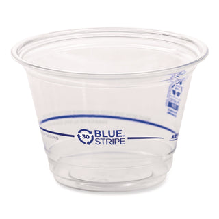 BlueStripe 25% Recycled Content Cold Cups, 9 oz, Clear/Blue, 50/Pack, 20 Packs/Carton