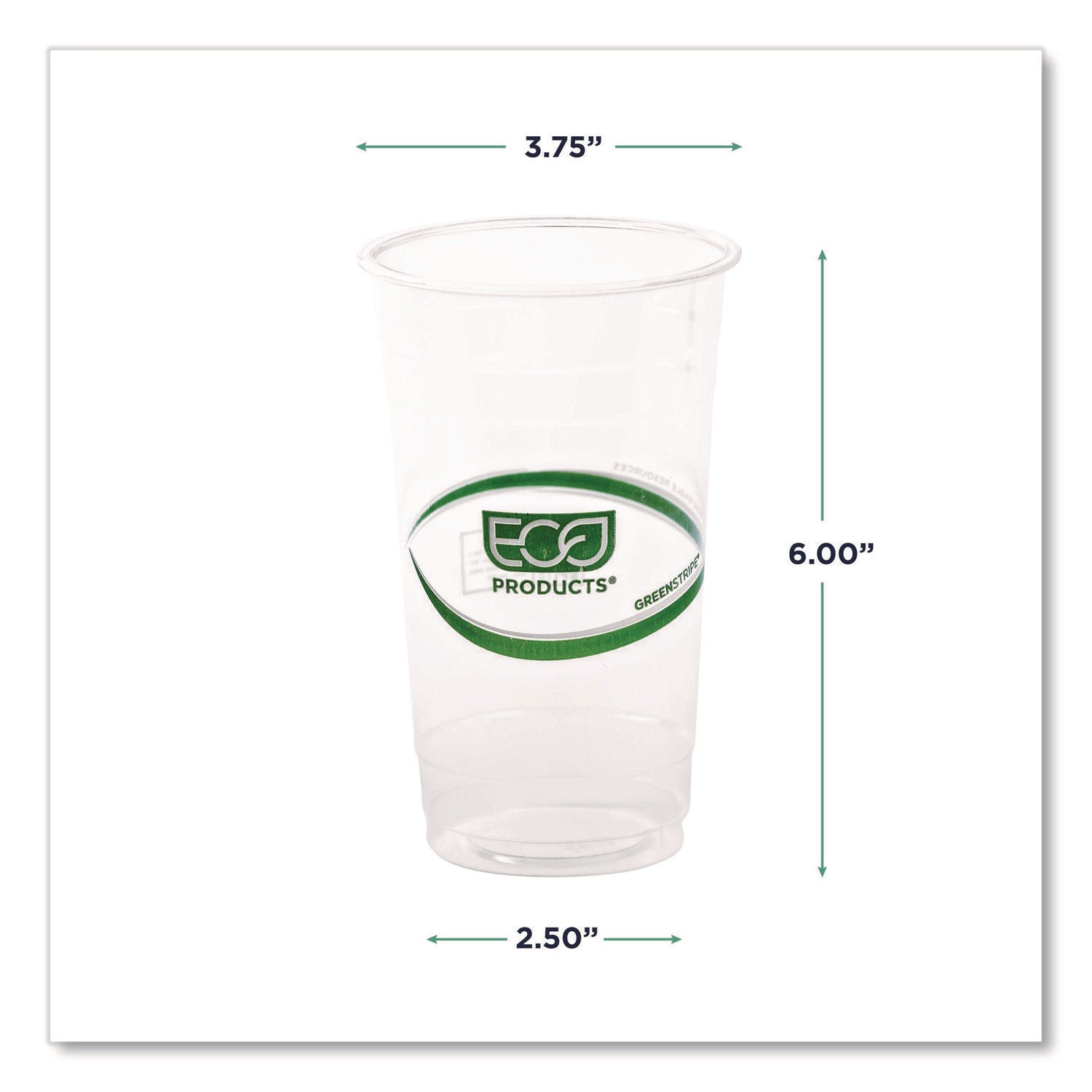 GreenStripe PLA Cold Cups, 24oz, Clear, 1000/Carton