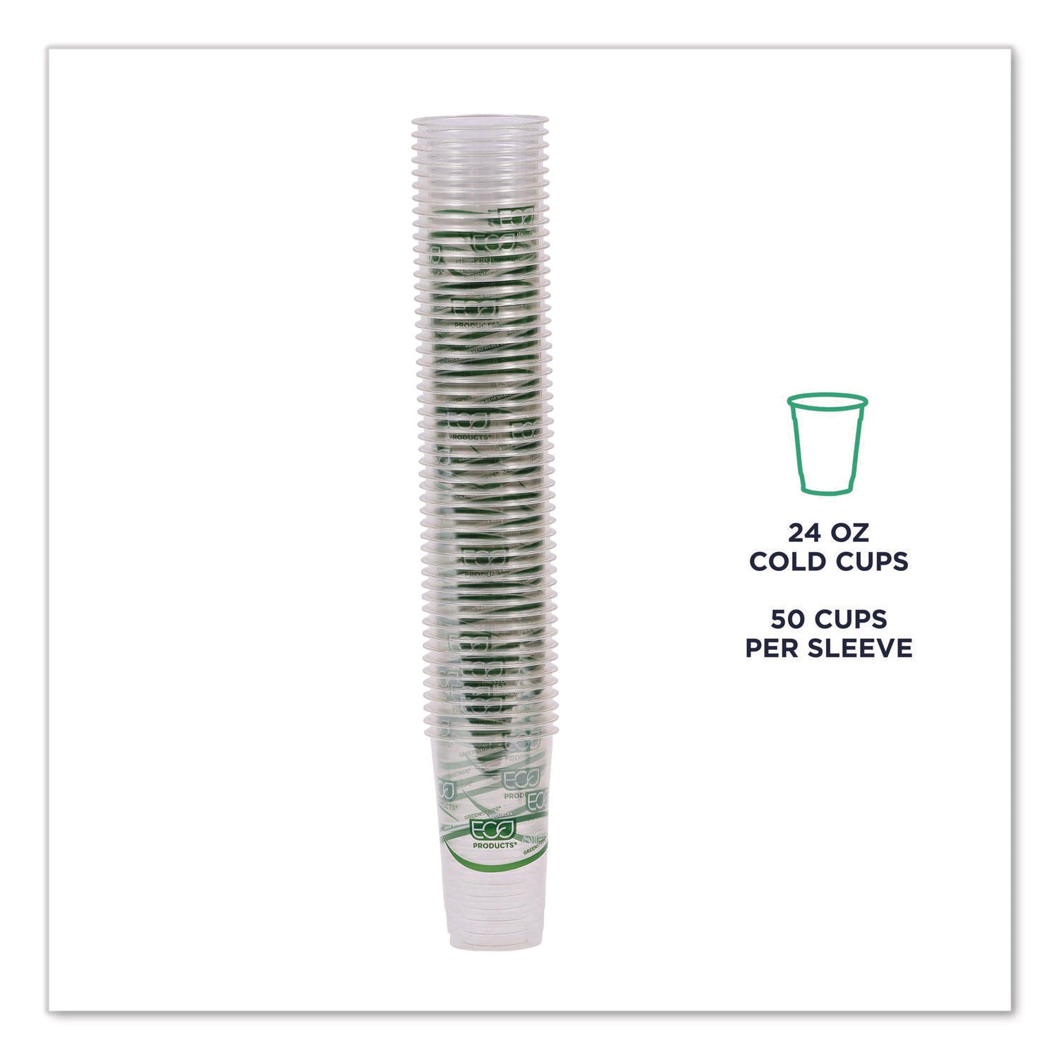 GreenStripe PLA Cold Cups, 24oz, Clear, 1000/Carton