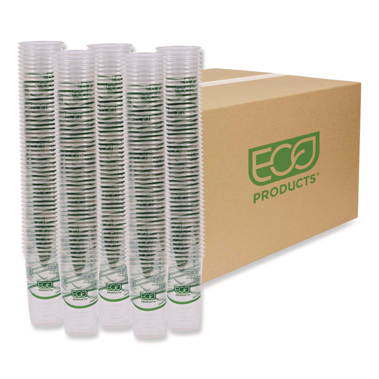 GreenStripe PLA Cold Cups, 24oz, Clear, 1000/Carton