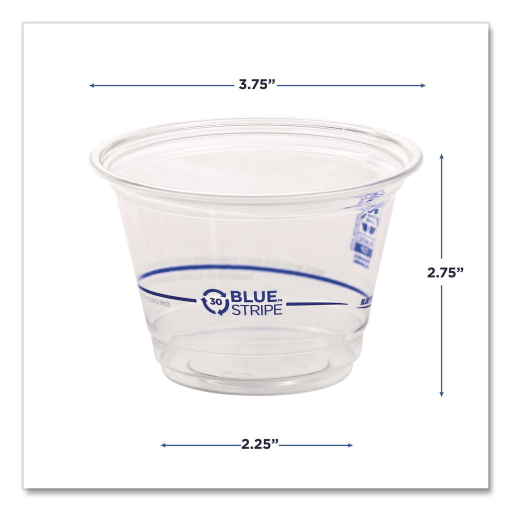 BlueStripe 25% Recycled Content Cold Cups, 9 oz, Clear/Blue, 50/Pack, 20 Packs/Carton