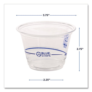 BlueStripe 25% Recycled Content Cold Cups, 9 oz, Clear/Blue, 50/Pack, 20 Packs/Carton