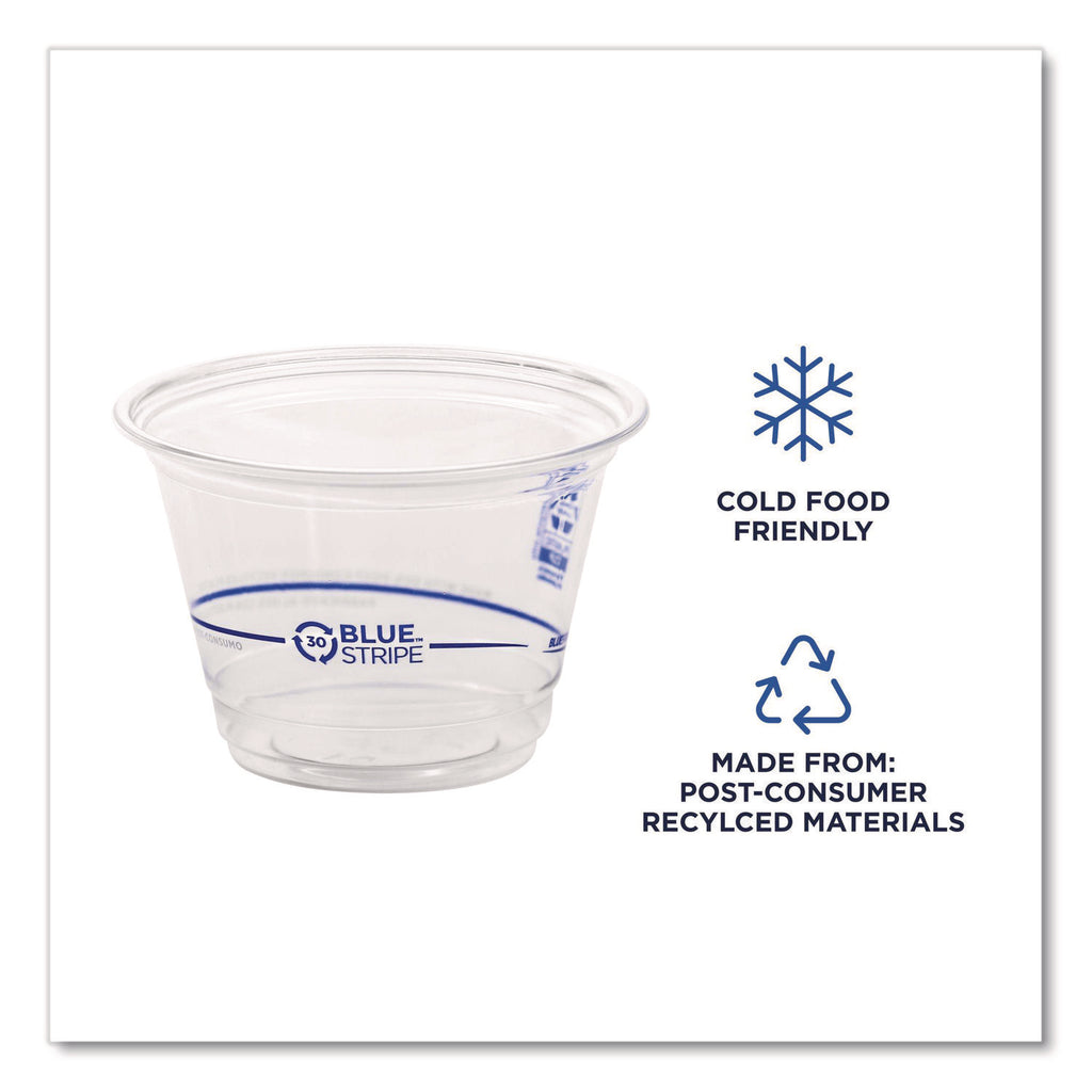 BlueStripe 25% Recycled Content Cold Cups, 9 oz, Clear/Blue, 50/Pack, 20 Packs/Carton