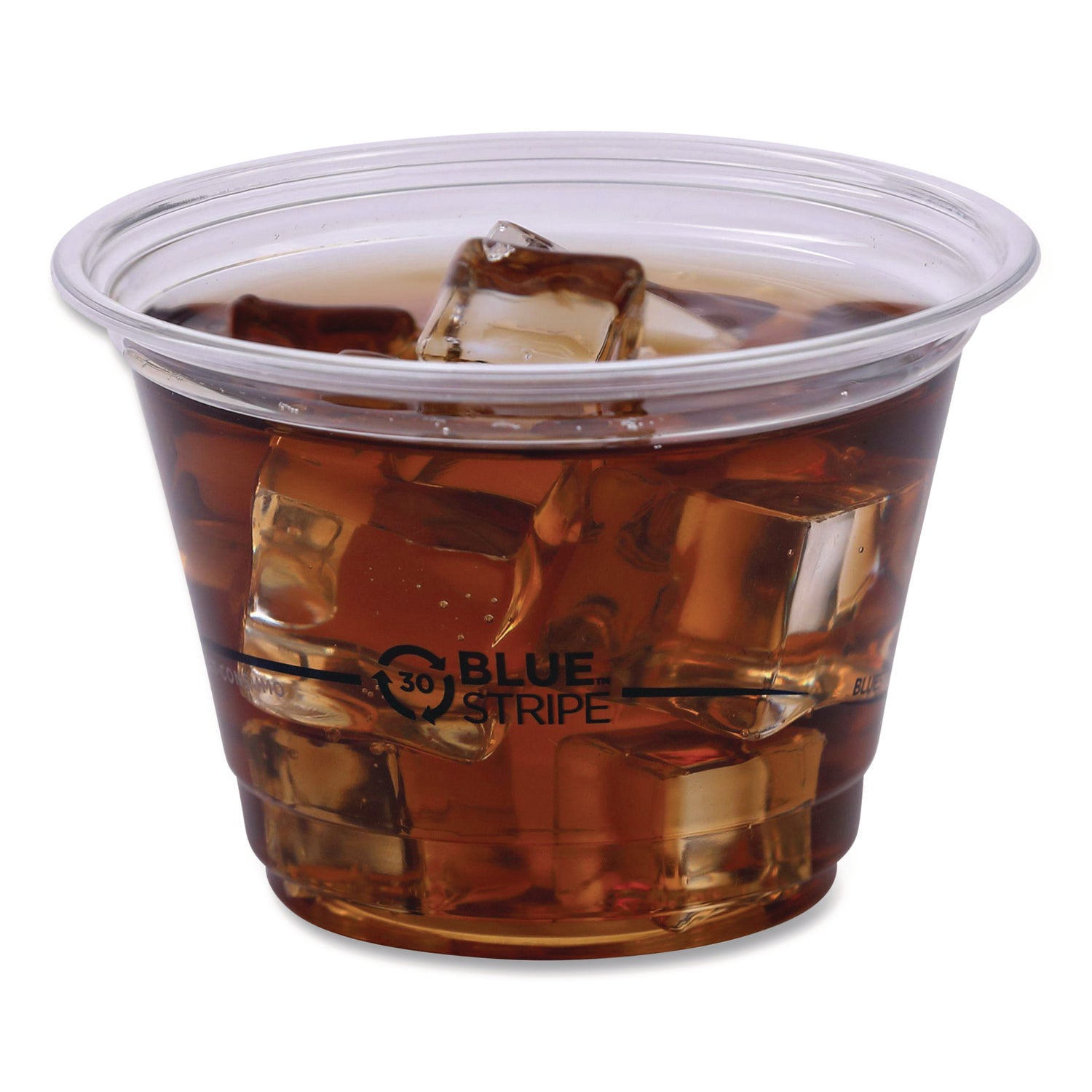 BlueStripe 25% Recycled Content Cold Cups, 9 oz, Clear/Blue, 50/Pack, 20 Packs/Carton