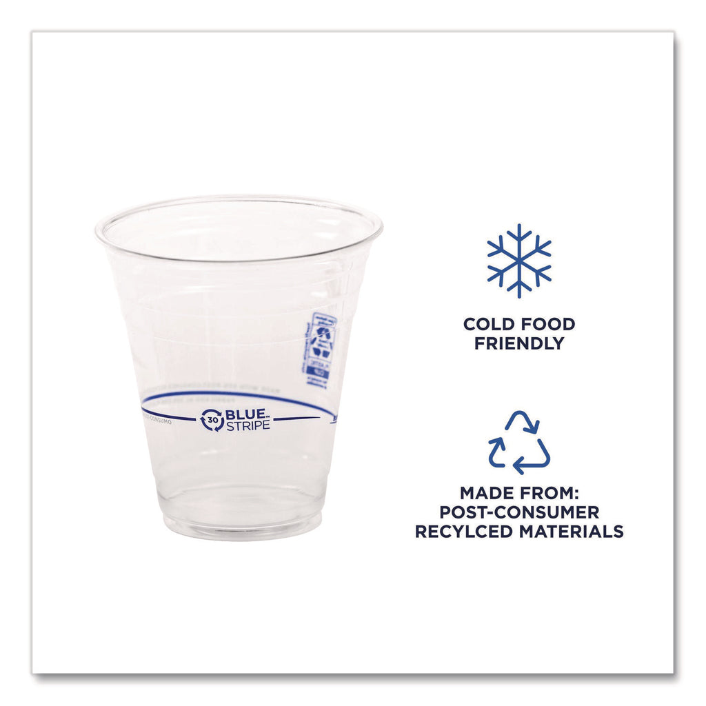 BlueStripe 25% Recycled Content Cold Cups, 12 oz, Clear/Blue, 50/Pack, 20 Packs/Carton