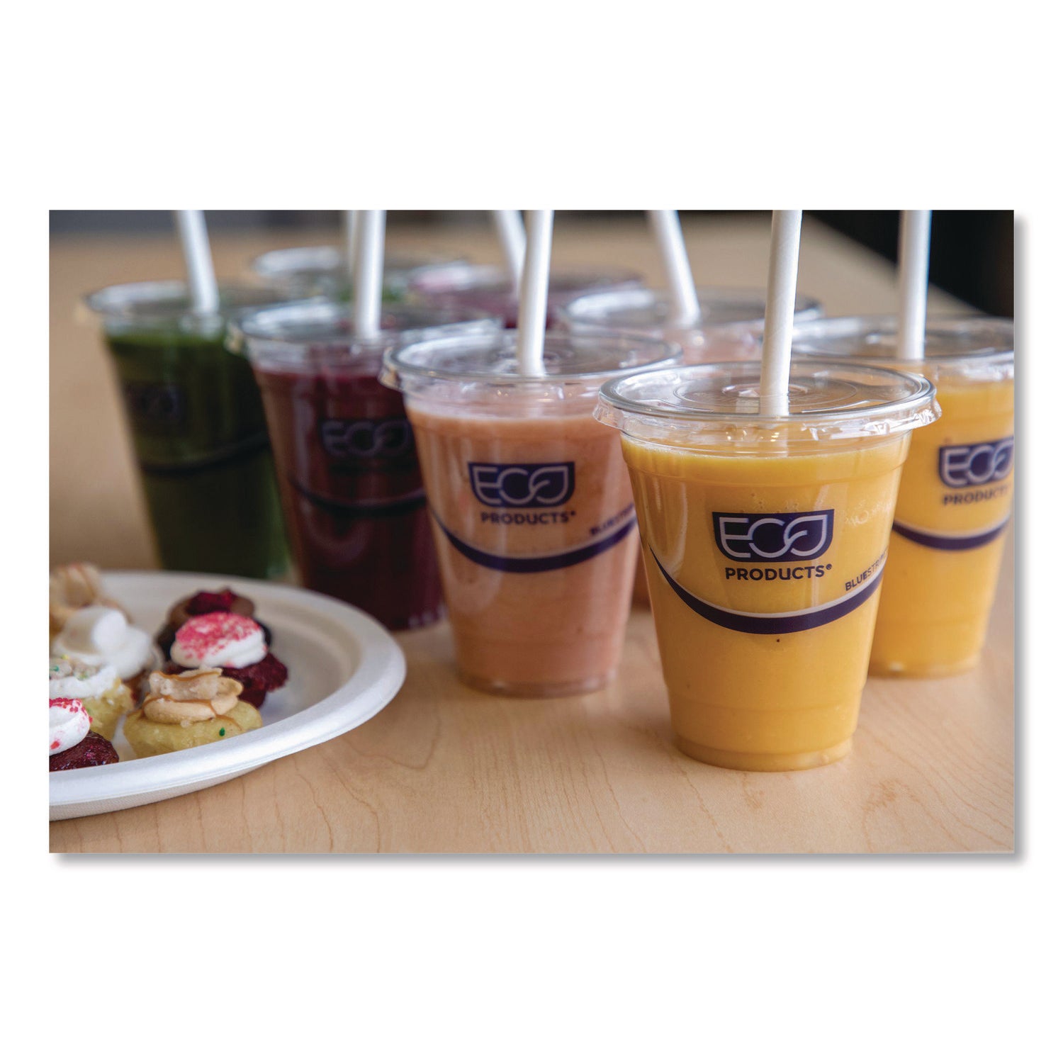 BlueStripe 25% Recycled Content Cold Cups, 12 oz, Clear/Blue, 50/Pack, 20 Packs/Carton