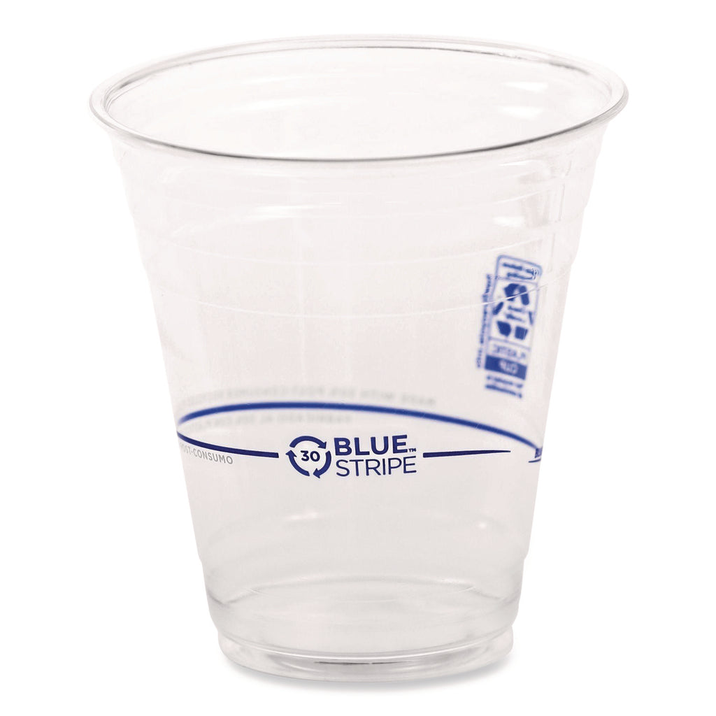 BlueStripe 25% Recycled Content Cold Cups, 12 oz, Clear/Blue, 50/Pack, 20 Packs/Carton