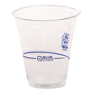 BlueStripe 25% Recycled Content Cold Cups, 12 oz, Clear/Blue, 50/Pack, 20 Packs/Carton
