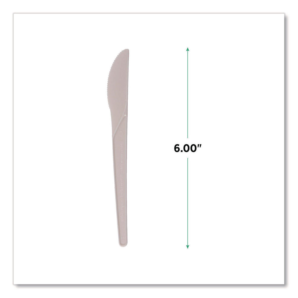 Plantware Compostable Cutlery, Knife, 6", Pearl White, 50/Pack, 20 Pack/Carton
