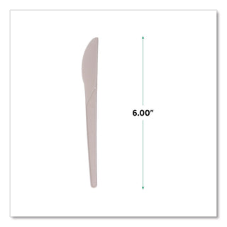 Plantware Compostable Cutlery, Knife, 6", Pearl White, 50/Pack, 20 Pack/Carton