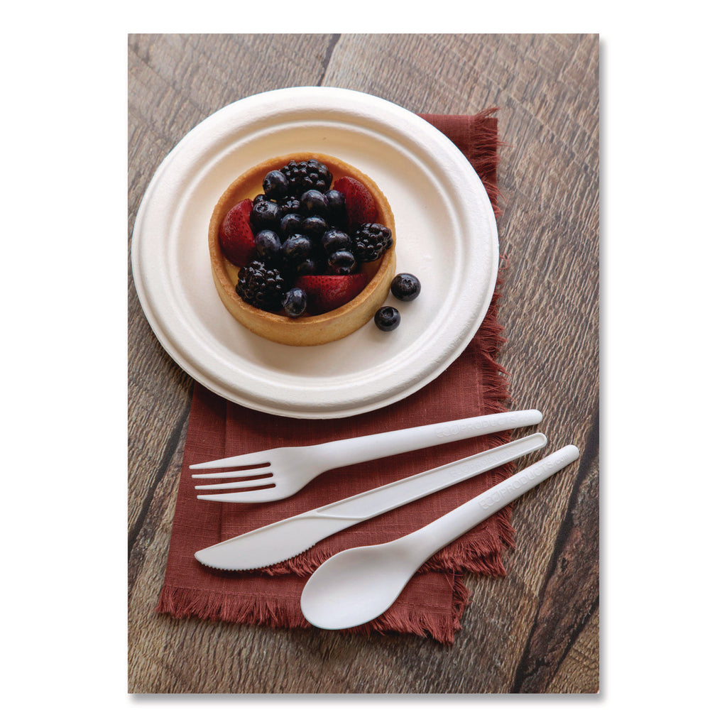 Plantware Compostable Cutlery, Knife, 6", Pearl White, 50/Pack, 20 Pack/Carton