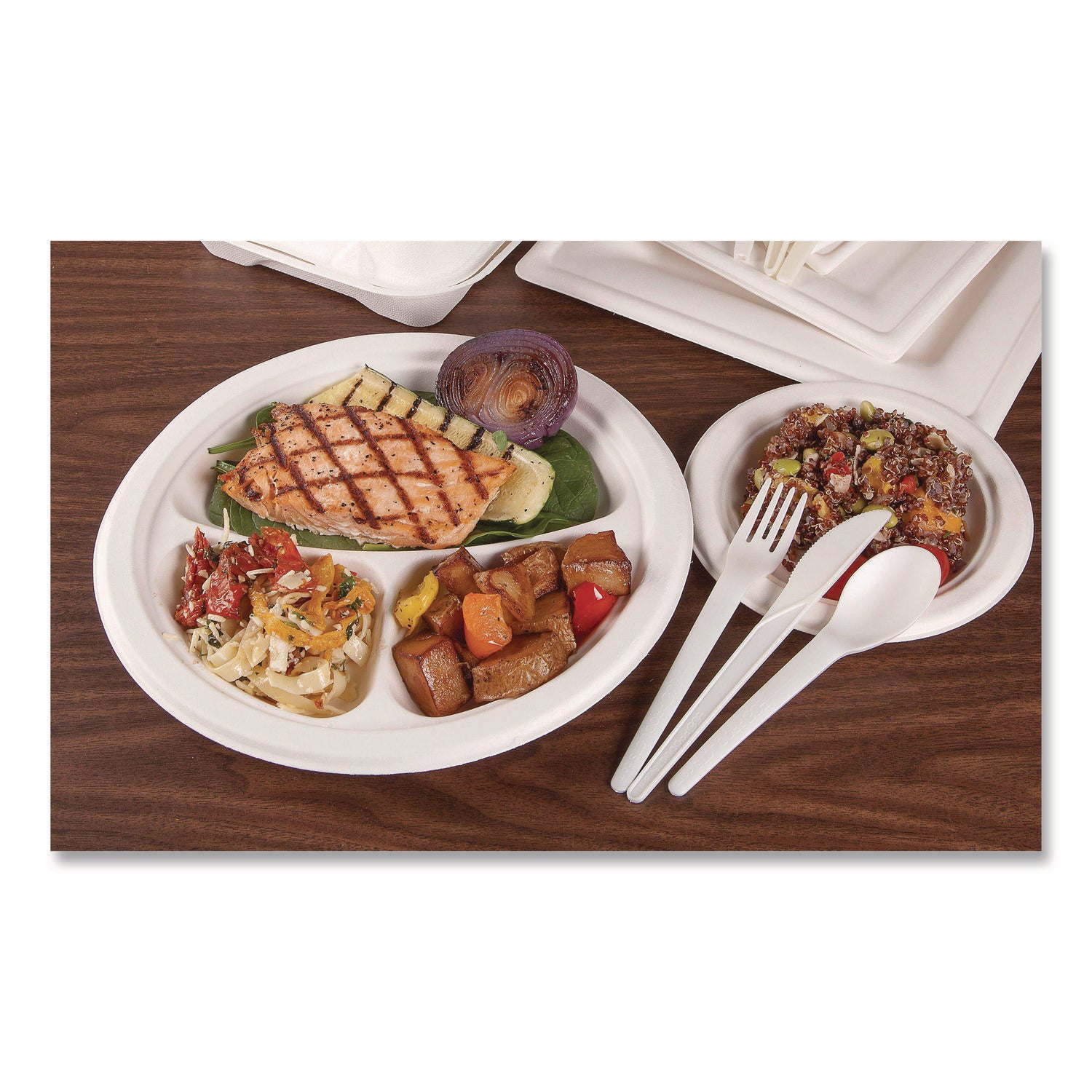 Plantware Compostable Cutlery, Knife, 6", Pearl White, 50/Pack, 20 Pack/Carton