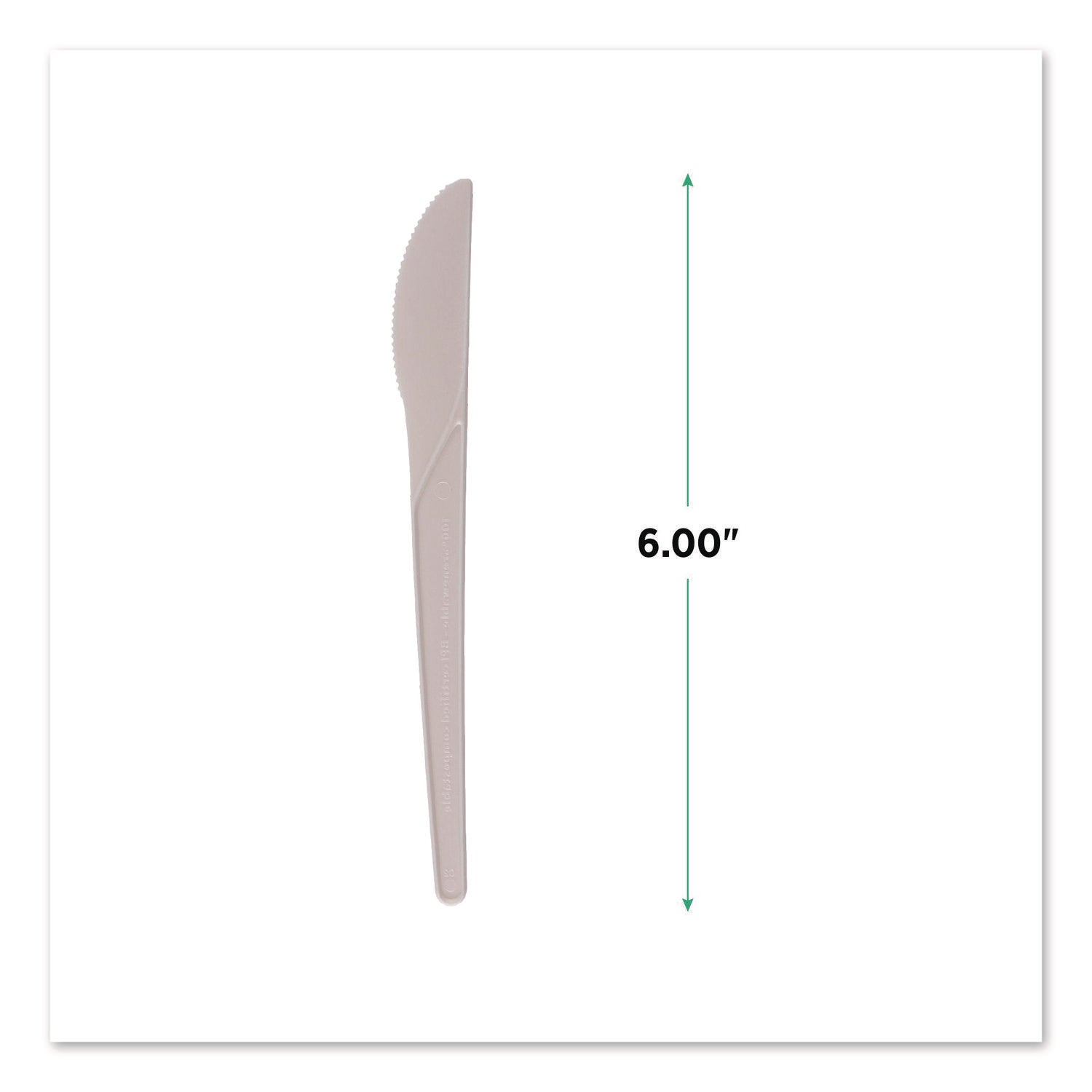 Plantware Compostable Cutlery, Knife, 6", White, 1,000/Carton